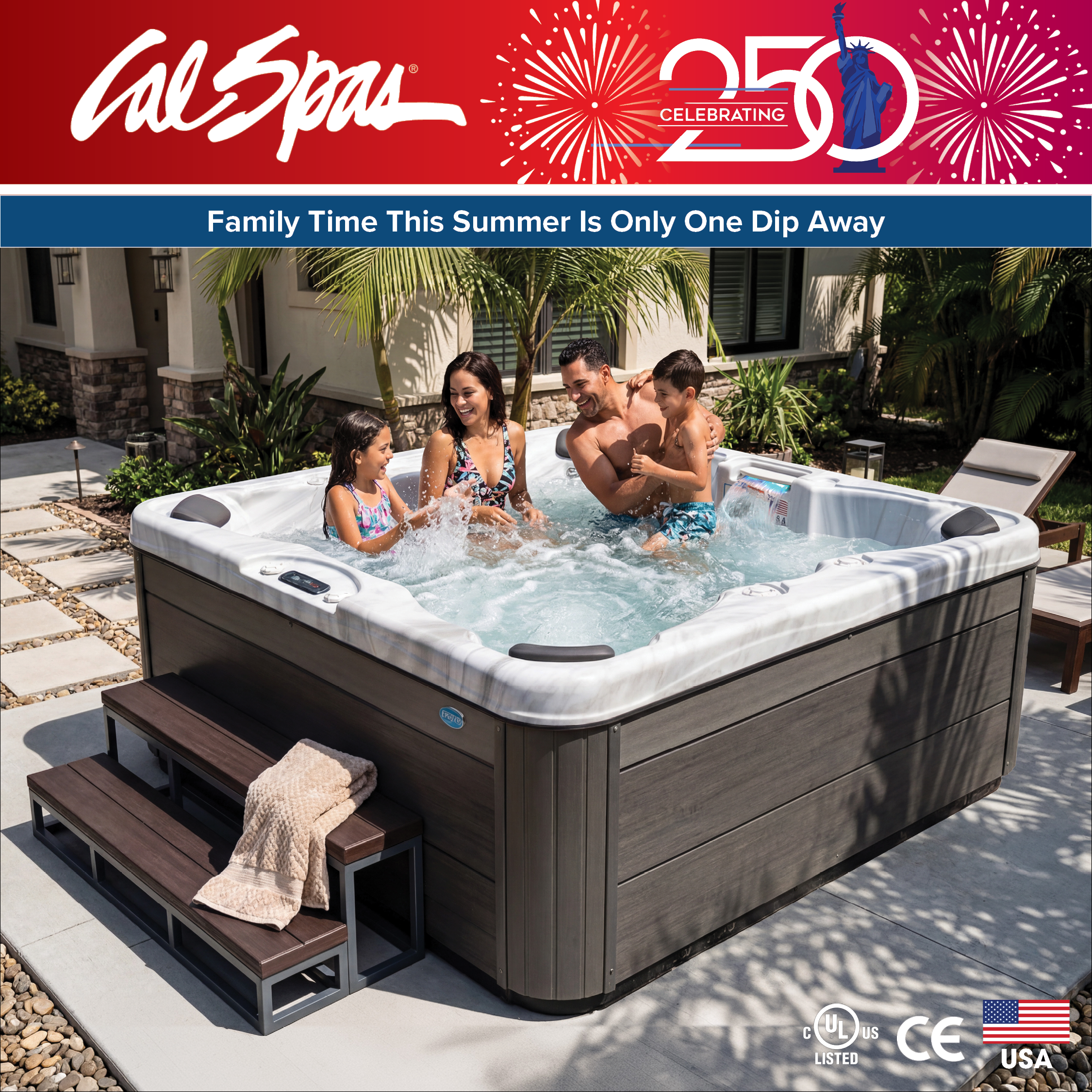Calspas hot tub being used in a family setting - Strasbourg